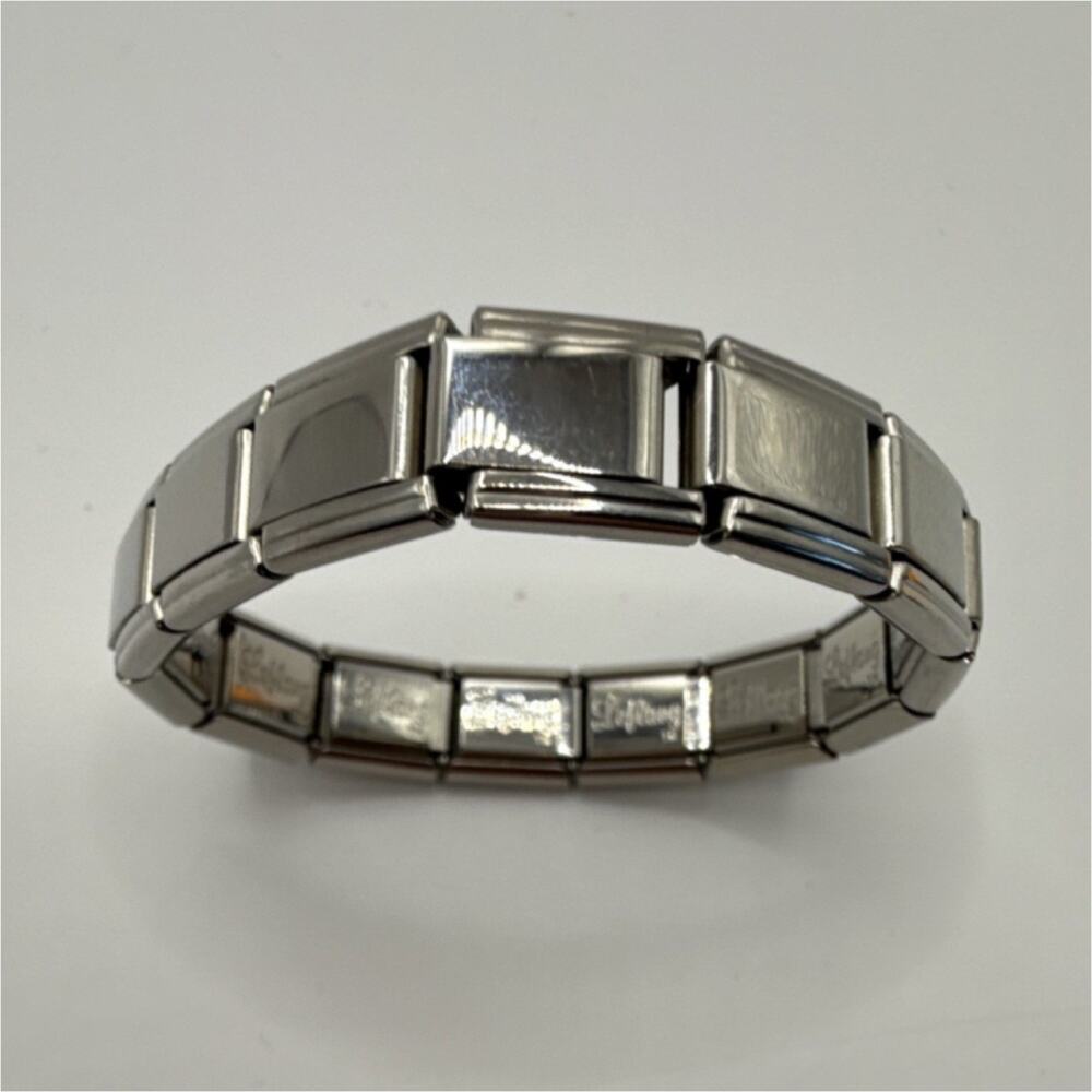 LofLang Italian Modular Stretch Link Charm Bracelet Silver Tone